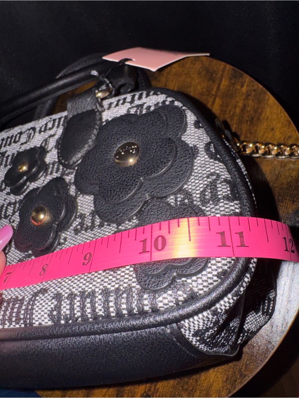 Juicy Couture Black and Gray Floral Logo Dome Satchel - Picture 9 of 9